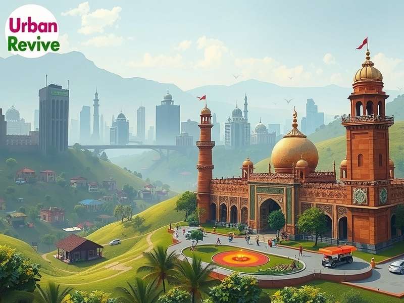 Urban Revive mid-game city with schools, markets, and public transport